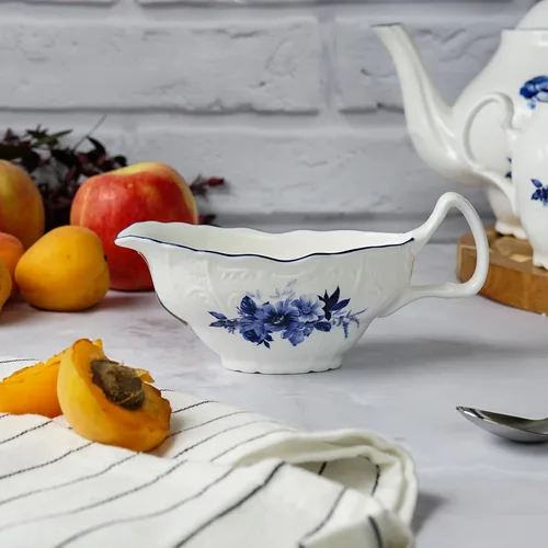 Соусник 150 мл 12*5,9 см h7,1 см с ручкой фарфор Blue Flower P.L. Proff Cuisine [1]