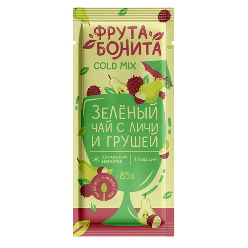 Основа для холодных напитков Зеленый чай-Личи-Груша 85гр сашет Колд Микс Фрута Бонита [20]