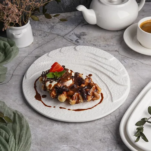 Тарелка d 26 см h3/1 см Oyster борт лесенка белая фарфор P.L. Proff Cuisine [2]