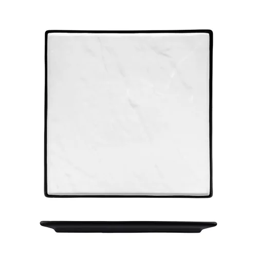Блюдо квадратное 25*25 см h1,5 см Relief белое с черным бортом фарфор P.L. Proff Cuisine [3]