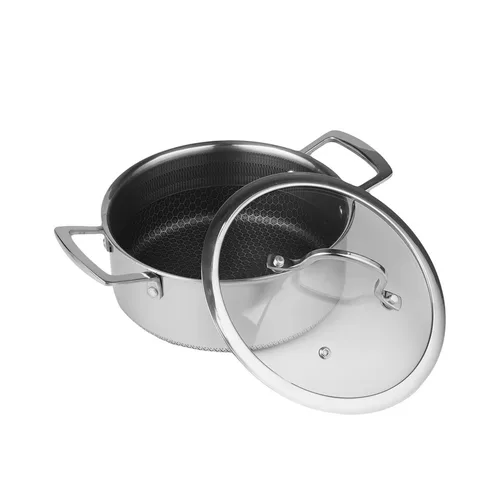 Кастрюля  5,8 л 26/23*18,5 см с крышкой New Kitchen Honeycombs нерж. с антиприг. покр. ИНДУКЦИЯ