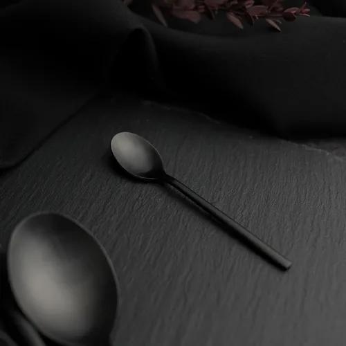 Ложка кофейная 11,5 см матовая черный цвет Black Sapporo PVD P.L. - Davinci [12]