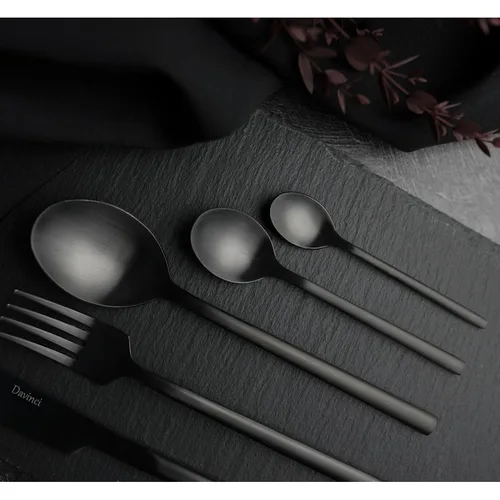 Ложка кофейная 11,5 см матовая черный цвет Black Sapporo PVD P.L. - Davinci [12]