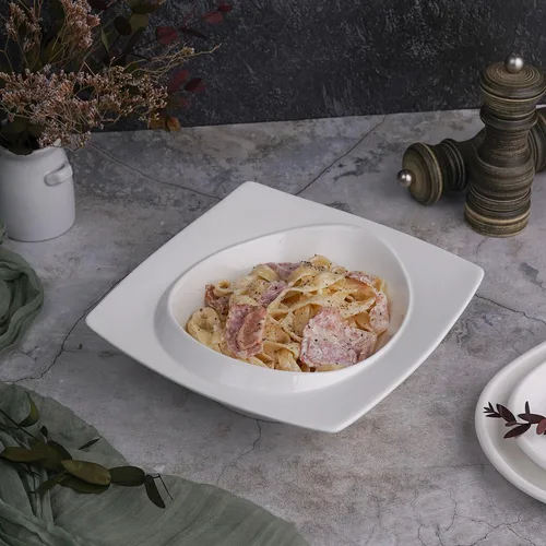 Салатник  400 мл 20*20 см h5,5 см с бортом Asymmetry белый фарфор NEW P.L. Proff Cuisine [3]