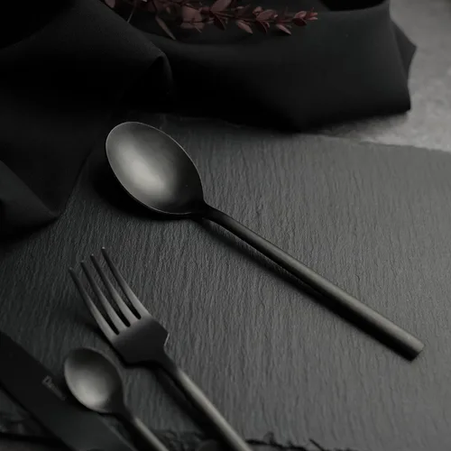 Ложка столовая 19,5 см матовая черный цвет Black Sapporo PVD P.L. - Davinci [12]