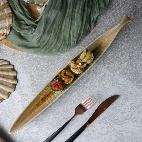 Блюдо овальное 44*5 см h4 см 200 мл для закусок Pearl Fish Sea Stone Frutti di Mare P.L. [4]