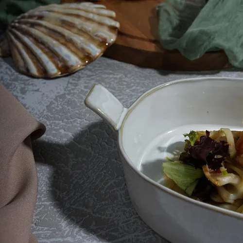 Блюдо овальное 25,5*13,5 см h5 см 700 мл Gray Oval Bucket с ручками Frutti di Mare P.L. [1]