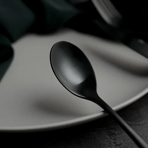 Ложка чайная 14,3 см матовая черный цвет PVD Alessi-Black P.L. [12]
