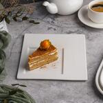 Тарелка 21*21 см h1 см квадратная смещенное дно Asymmetry белая фарфор P.L. Proff Cuisine [6]