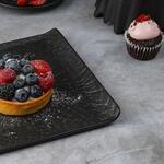Блюдо квадратное 17,5*17,5 см для закусок с бортами Side Up2 Black Raw Wood P.L. Proff Cuisine [2]
