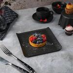 Блюдо квадратное 17,5*17,5 см для закусок с бортами Side Up2 Black Raw Wood P.L. Proff Cuisine [2]