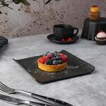 Блюдо квадратное 17,5*17,5 см для закусок с бортами Side Up2 Black Raw Wood P.L. Proff Cuisine [2]