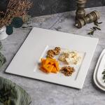 Тарелка 31,5*31,5 см h1,3 см квадратная смещенное дно Asymmetry белая фарфор P.L. Proff Cuisine [6]