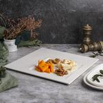 Тарелка 31,5*31,5 см h1,3 см квадратная смещенное дно Asymmetry белая фарфор P.L. Proff Cuisine [6]
