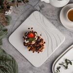 Тарелка 25*25 см h2,8/1 см квадратная борт лесенка Oyster белая фарфор P.L. Proff Cuisine [6]
