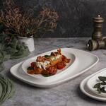 Блюдо овальное 32*21 см h2,5 см с бортом Asymmetry белое фарфор P.L. Proff Cuisine [3]