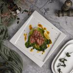 Тарелка 26,3*26,3 см h2 см квадратная смещенное дно Asymmetry белая фарфор P.L. Proff Cuisine [6]