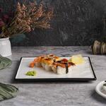 Блюдо квадратное 21,5*21,5 см h1,5 см Relief белое с черным бортом фарфор P.L. Proff Cuisine [6]