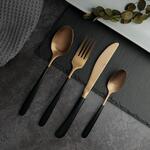 Ложка столовая 21 см матовая медный цвет черная ручка PVD Provence P.L. [12]