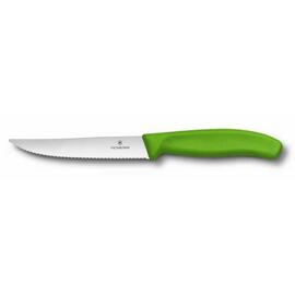 Нож Victorinox для стейка и пиццы, зеленая ручка, волнистое лезвие, 12 см