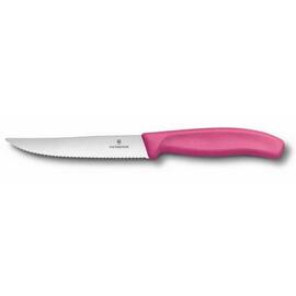 Нож Victorinox для стейка и пиццы, розовая ручка, волнистое лезвие, 12 см