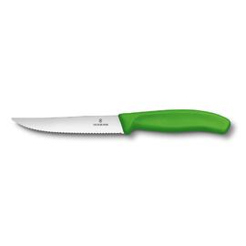 Нож Victorinox для стейка и пиццы, зеленая ручка, волнистое лезвие, 12 см