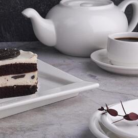 Блюдо прямоугольное 24,5*14,3 см h2,5 см со смещенным дном Asymmetry белое фарфор P.L. [4]