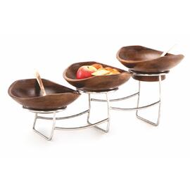 Подставка фуршетная стойка 54*18*22 см прямоуг. нерж. + 3 салатника бук P.L.Hotelware