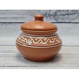 Горшок 220 мл d 10,4/8 см h9,5 см с крышкой "Псковский" керамика ПГ [1]