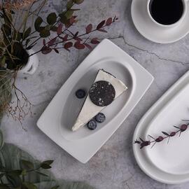 Блюдо прямоугольное 20,2*12,4 см h1,9 см с бортом Asymmetry белое фарфор NEW P.L. [6]