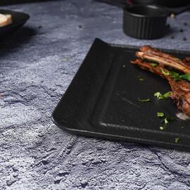 Блюдо прямоугольное 35*24 см h2,2 см с выемкой для соусника Black Raw Stellar P.L. Proff Cuisine [3]