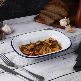 Блюдо для подачи 24,7*18,5 см h5 см 1000 мл Blue Rim эмалированая сталь SUNNEX [1]