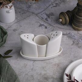 Набор для специй 3 предмета 12,5*6,7 см h9 см на подставке белый фарфор P.L. Proff Cuisine [1]