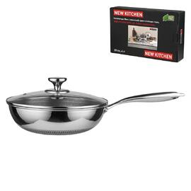 Сковорода Вок (WOK) 28/16,5 см h15,5/8,5 см 4л с крышкой Honeycombs нерж. с антиприг. покр. ИНДУКЦИЯ