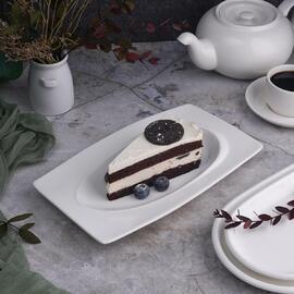 Блюдо прямоугольное 25*14,8 см h2,2 см с бортом Asymmetry белое фарфор NEW P.L. [5]