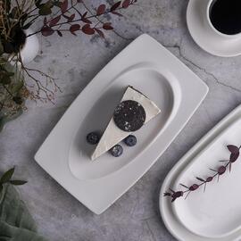 Блюдо прямоугольное 25*14,8 см h2,2 см с бортом Asymmetry белое фарфор NEW P.L. [5]