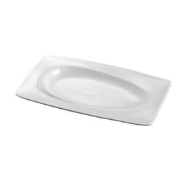 Блюдо прямоугольное 20,2*12,4 см h1,9 см с бортом Asymmetry белое фарфор NEW P.L. [6]
