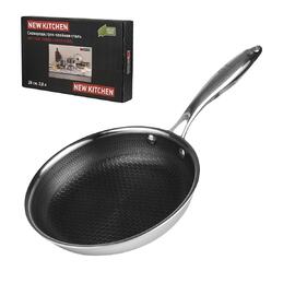 Сковорода 28/20 см h5,5 см New Kitchen Honeycombs нерж. с антиприг. покр. ИНДУКЦИЯ P.L.