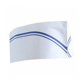 Пилотка поварская бумажная одноразовая белая с синей полосой 28 см, 100 шт/уп, Garcia de
