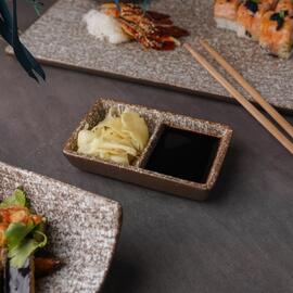 Соусник 44 мл 11,5*7*2,5 см прямоуг. двойной Brown Untouched Taiga P.L. Proff Cuisine [1]