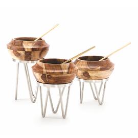 Подставка фуршетная стойка d 22 см h27 см круглая нерж. + салатник бук P.L.Hotelware