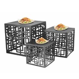 Подставка фуршетная стойка 20*20 см h20 см квадрат глянец Black перфорация металл P.L. Hotelware