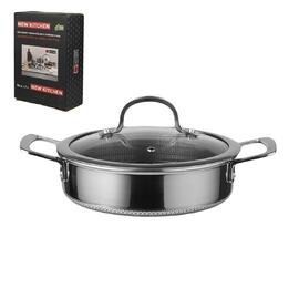 Кастрюля  1,7 л 20/18*12 см с крышкой New Kitchen Honeycombs нерж. с антиприг. покр. ИНДУКЦИЯ P.L.