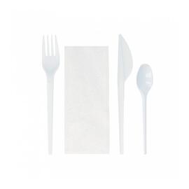 Набор индивидуальный: нож, вилка, салфетка, чайная ложка; 17 см, белый, PS, Garcia de Po