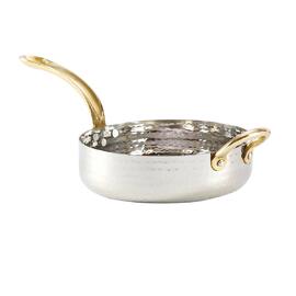 Сковорода для подачи 15,5 см h4,5 см 765 мл Dents круглая нерж. 2 ручки золото P.L. Proff Cuisine