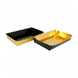 Контейнер для кондитерских изделий, 19*12*3,5 см, двусторонний - золотой/черный, картон,