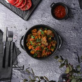 Блюдо круглое 18 см h4 см 570 мл с ручками Black Raw Stellar P.L. Proff Cuisine [4]