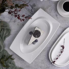 Блюдо прямоугольное 30,2*17,6 см h3,2 см с бортом Asymmetry белое фарфор NEW P.L. [4]