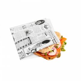 Конвертик для еды "Газета", 13*14 см 1000 шт/уп, жиростойкий пергамент, Garcia de Pou