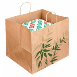 Пакет бумажный для коробок с пиццой "Feel Green" 43+33*33 см, натуральный, крафт, 1 шт,